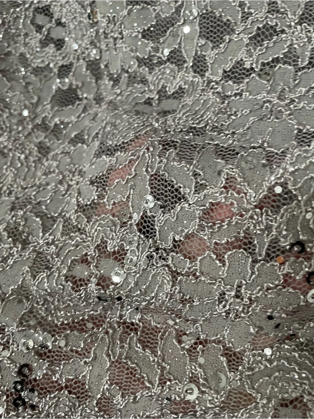 Alex Evenings Silver Lace Sequin Cocktail Dress